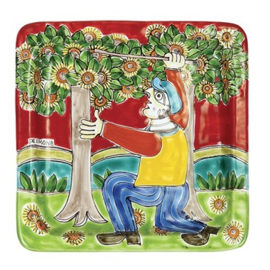 Piatto quadrato DS 20x20 Raccolta delle Castagne Piatto quadrato DS 20x20 Raccolta delle Castagne